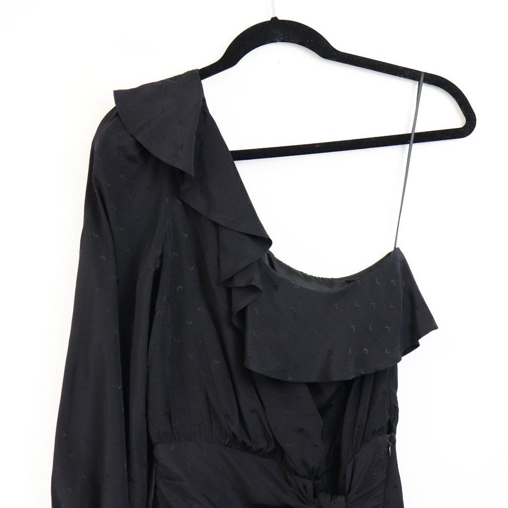 Revolve One Shoulder Ruffle Waist Tie Mini Dress - Picture 2 of 5
